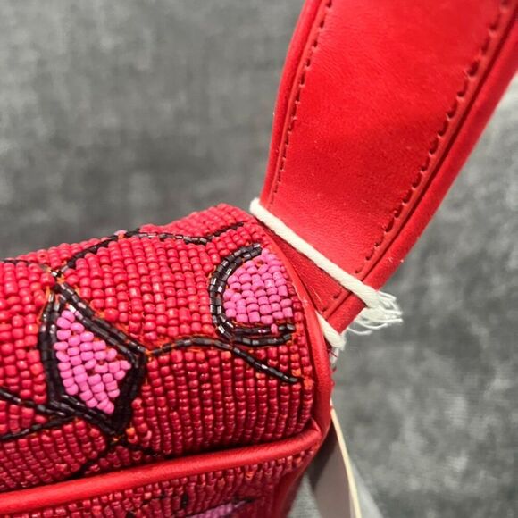 STAUD Tommy Beaded Shoulder Bag in Cherry Abstract Wave - Picture 12 of 16